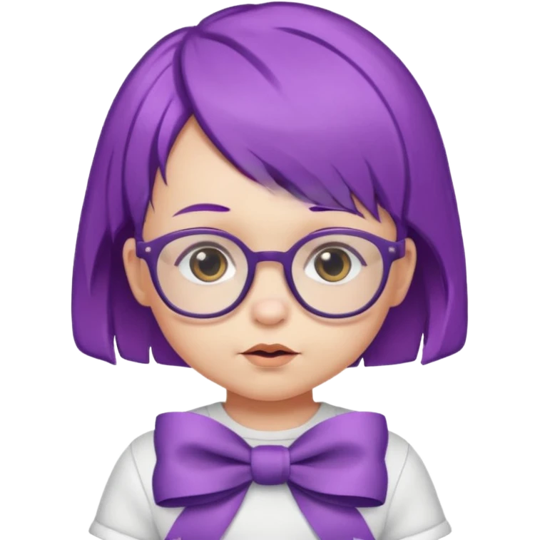 purple haired little baby with glassess and ribbon on hair  emoji