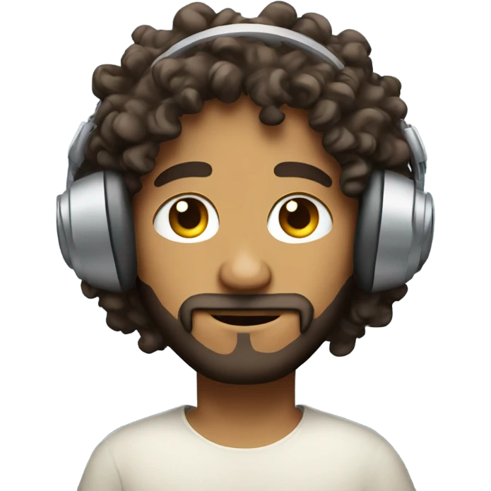 Curly haired Jesus listening to headphones emoji