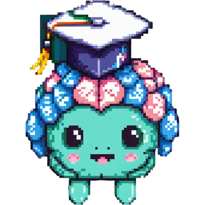 cute brain with a graduation cap emoji