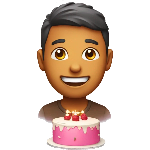 Smile emoji with cake emoji
