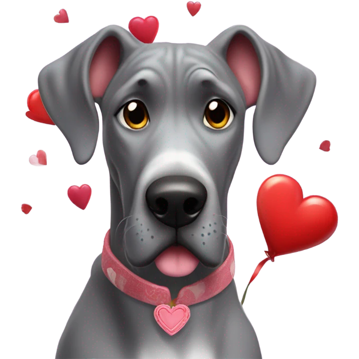 Grey great dane valentines day emoji