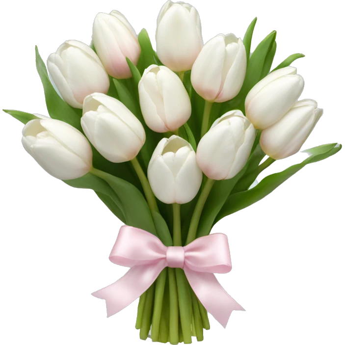 White tulips bouquet with light pink bow  emoji