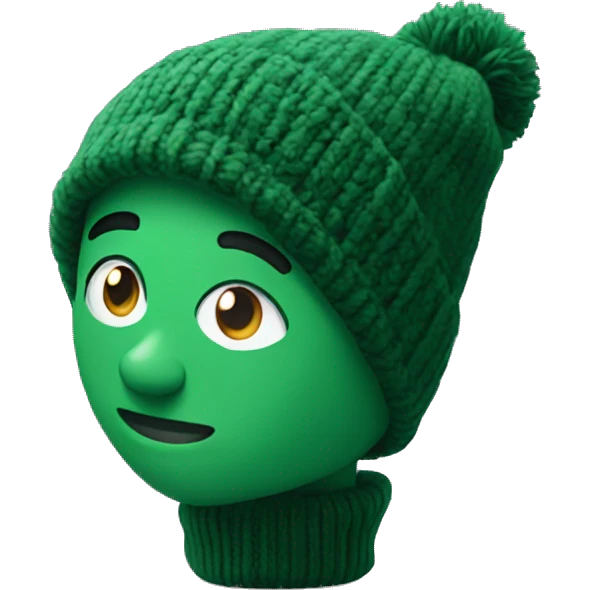 Green cozy knitted winter beanie on its own emoji
