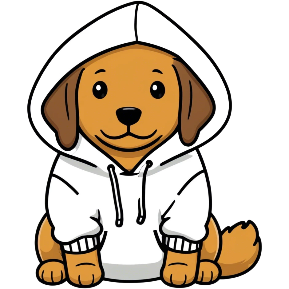 Cute Brown Labrador wearing black hoodie emoji