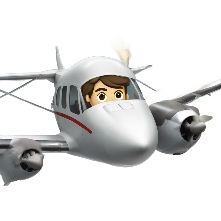 Brown haired mullet man flying plane that’s crashing emoji