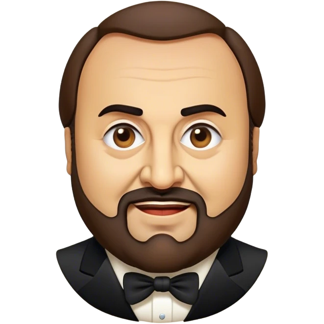 Cinematic Realistic Luciano Pavarotti Portrait Emoji, depicted as a charismatic operatic tenor with expressive eyes and commanding stage presence, rendered with rich elegant textures and warm theatrical lighting that captures his timeless vocal brilliance. emoji