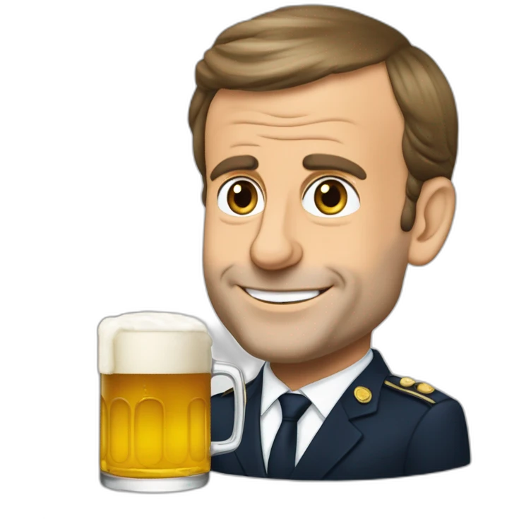 Emmanuel Macron buvant une bierre emoji