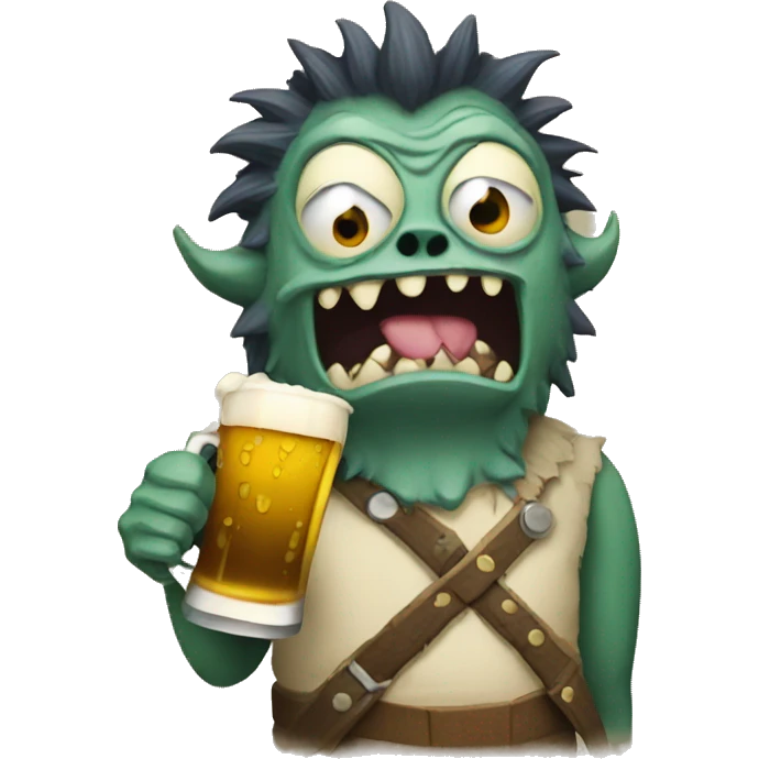 a monster drinking beer emoji