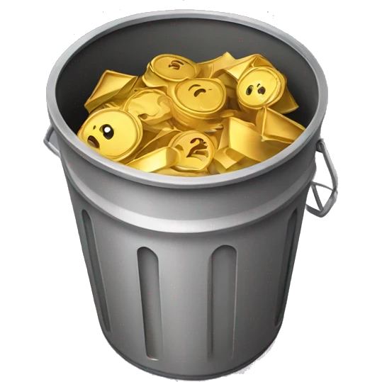 gold in trash can  emoji