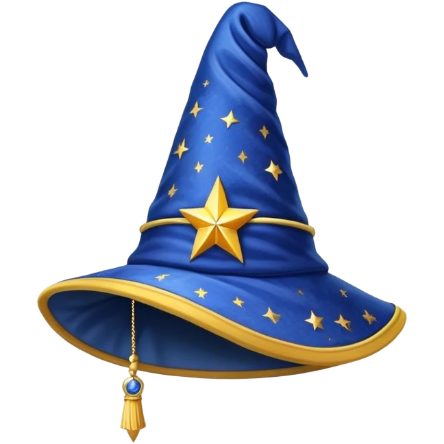 blue wizard hat with star-yellow pattern emoji