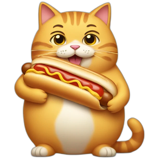 fat cat eating a hot dog emoji