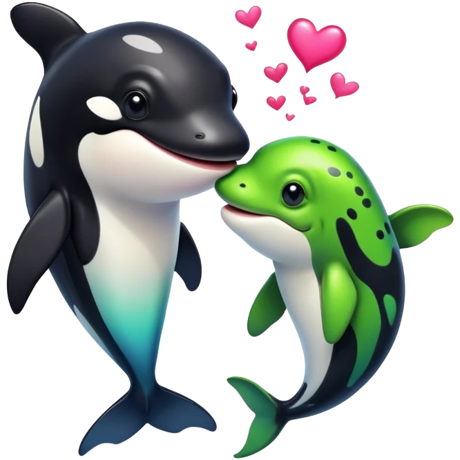Frog and orca in love  emoji