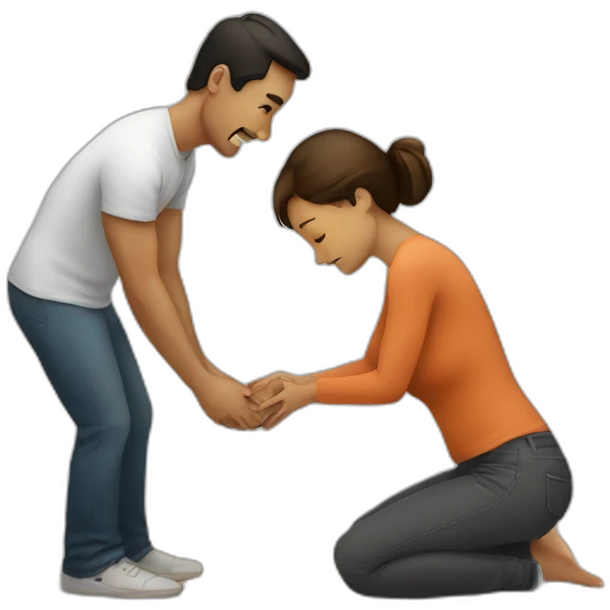 Woman on knees facing man emoji