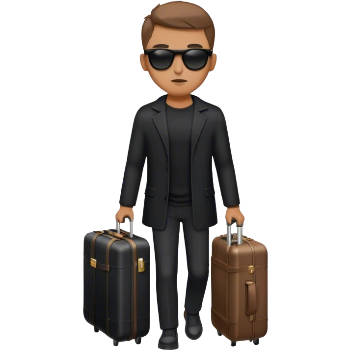 mysterious man in black with suitcase sunglases emoji