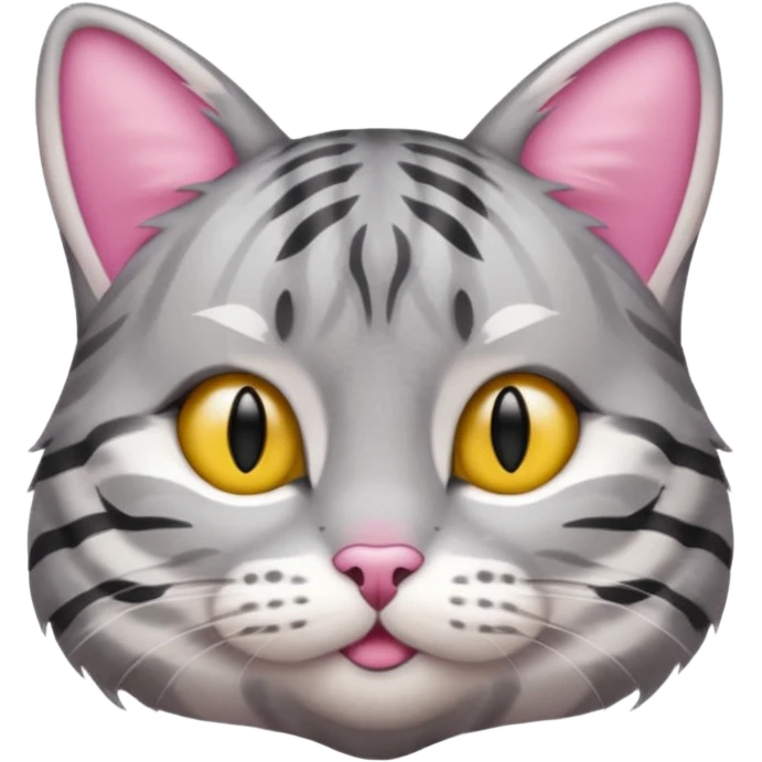 grey tabby cat: pink ears fur emoji