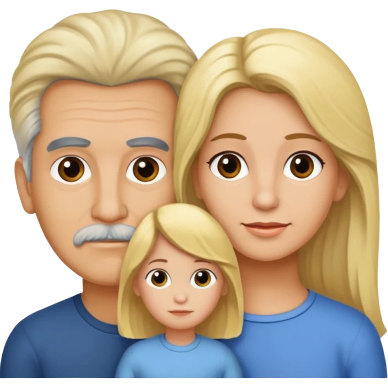 Papá CALVO moreno, hija rizada con pelo largo  y mamá rubia con pelo lacio  pero que NO se abracen emoji