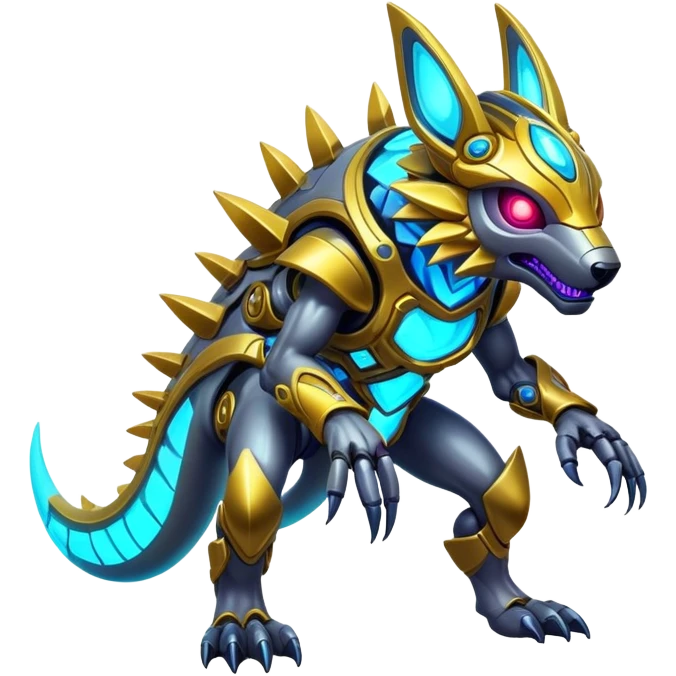 modern colorful neon-colored Fakémon-Protogen-creature (full body) emoji