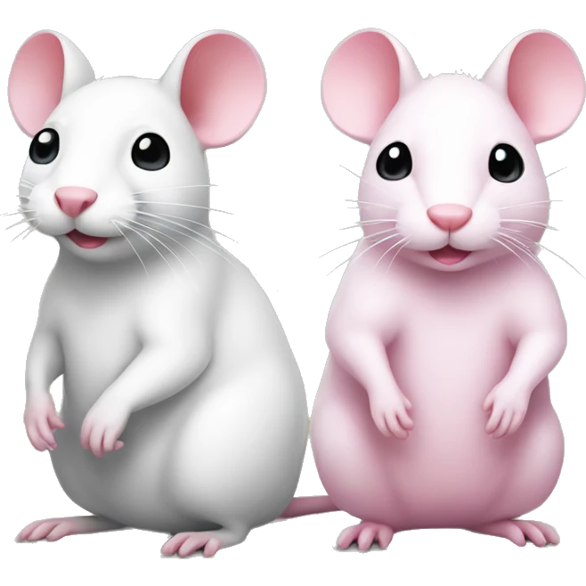 one pink rat and one white rat emoji