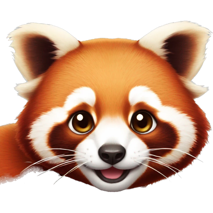 Cute red panda, black oval eyes, cute, Apple emoji animal style emoji