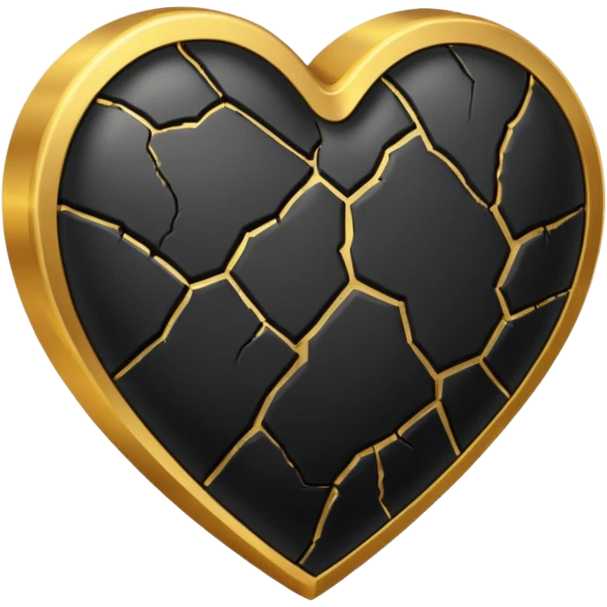 Make a black heart with cracks in it. Make the cracks filled with gold emoji