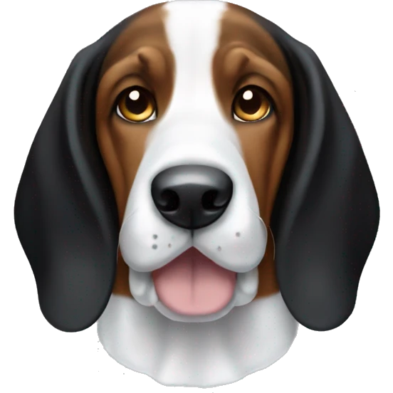 Black and brown basset hound beagle with white face emoji