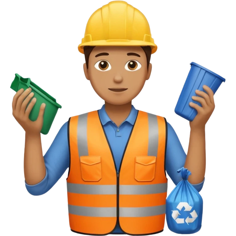 Waste Management, safety vest, trash picker emoji