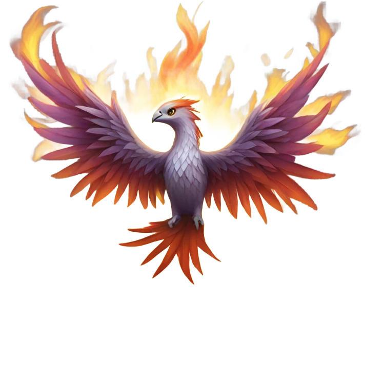 A phoenix rising from the ashes but very dainty and whimsical  emoji