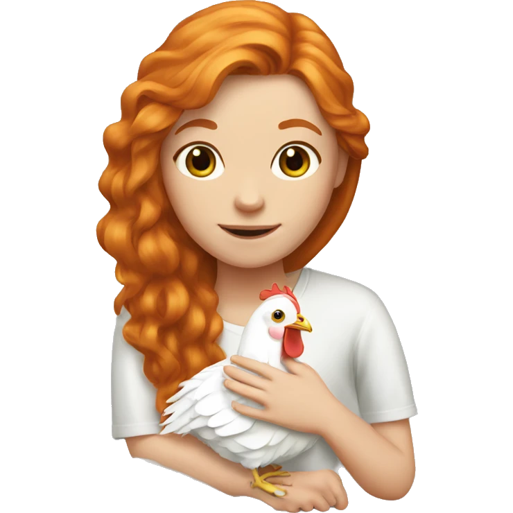 Ginger girl with Long hair and a white hen emoji