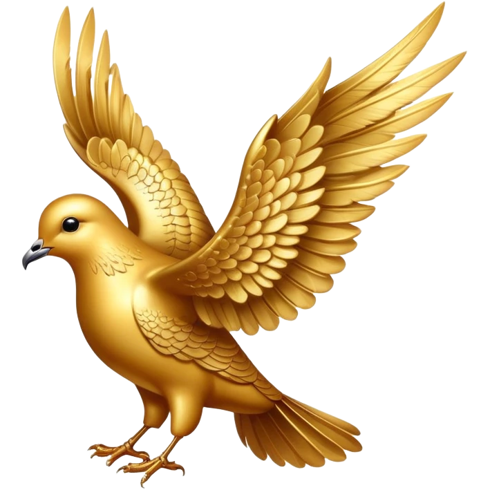 majestic golden dove with gold shimmering wings emoji
