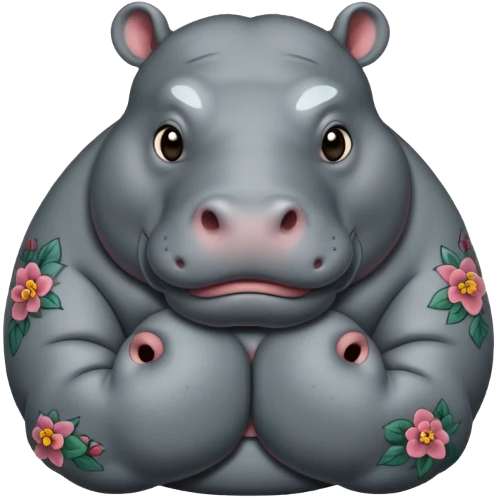 tatoos hippo, sleepy emoji