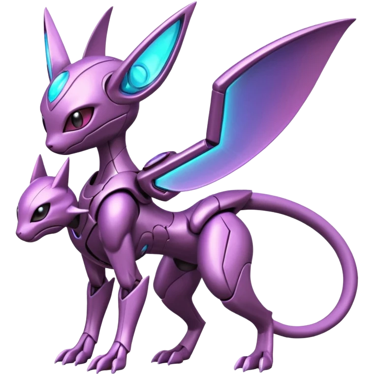 Futuristic armored cyber-Palkia-Mewtwo-Sableye-Genesect-Deoxys-Espeon-alien-hybrid-fusion emoji