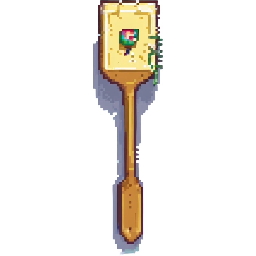 pixel art of a butter slice enthusiastically raising an auction paddle to place a bid emoji