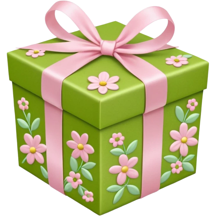 light green and light pink floral gift box emoji