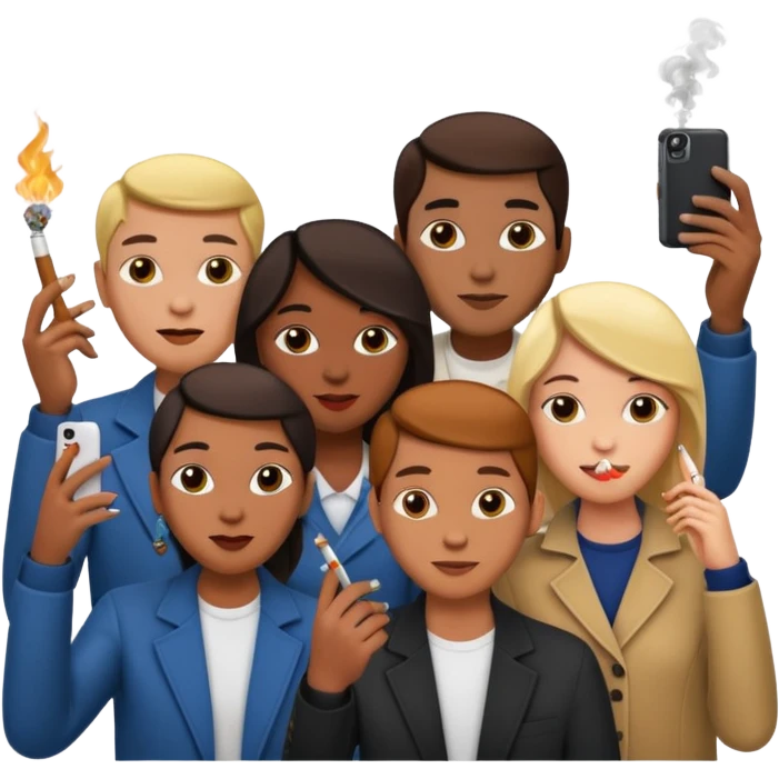 420 group of people friends smoking selfie emoji