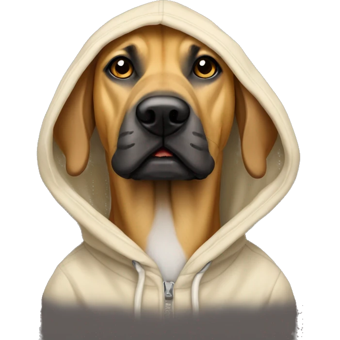 Black mouth cur dog wearing hoodie emoji