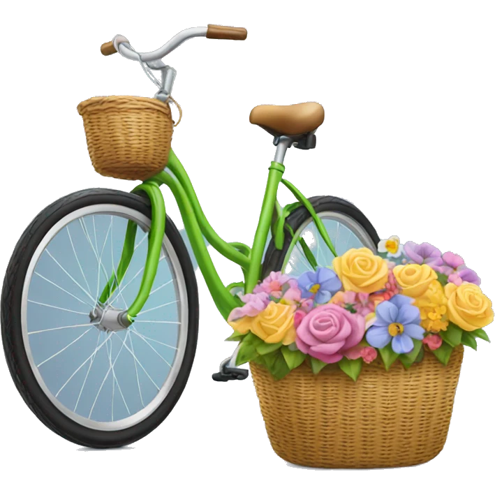 Bicycle with a basket of flowers  emoji