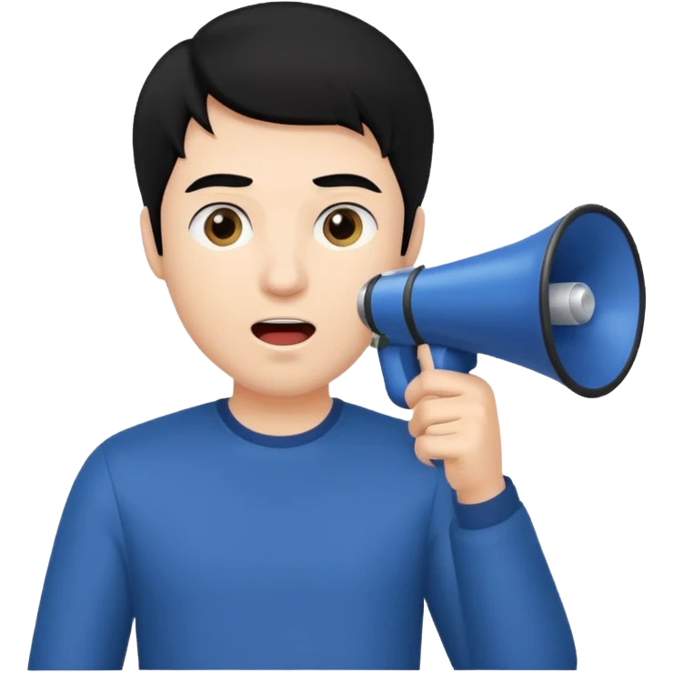man with black hair using a megaphone emoji
