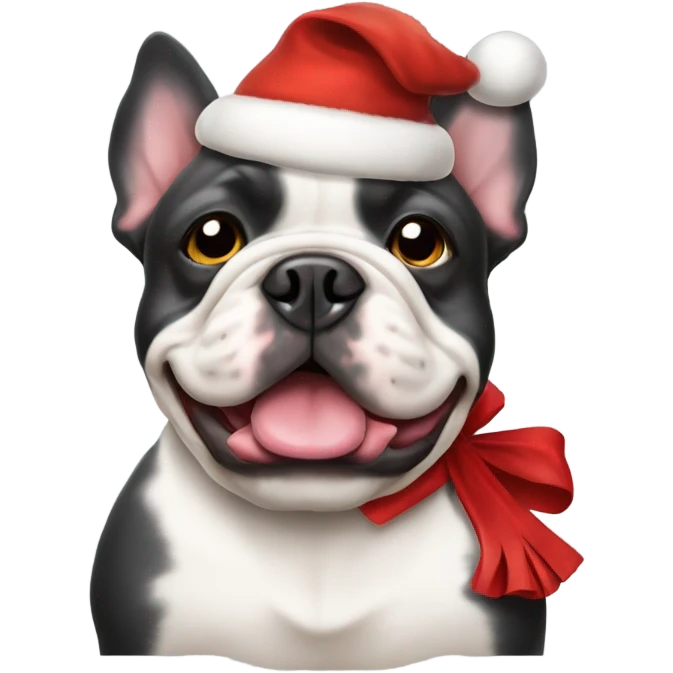 French bull dog dressed for Christmas  emoji