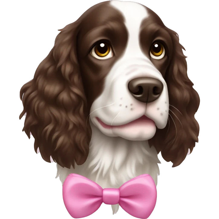 springer spaniel with a pink bow emoji