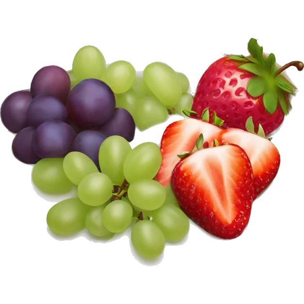 fruit yogurt bowl with strawberries and grapes emoji
