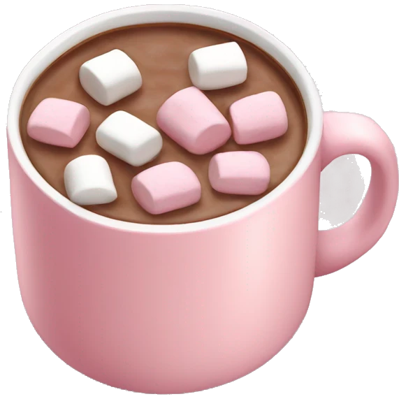 Light Pink mug of hot chocolate with marshmallows  emoji