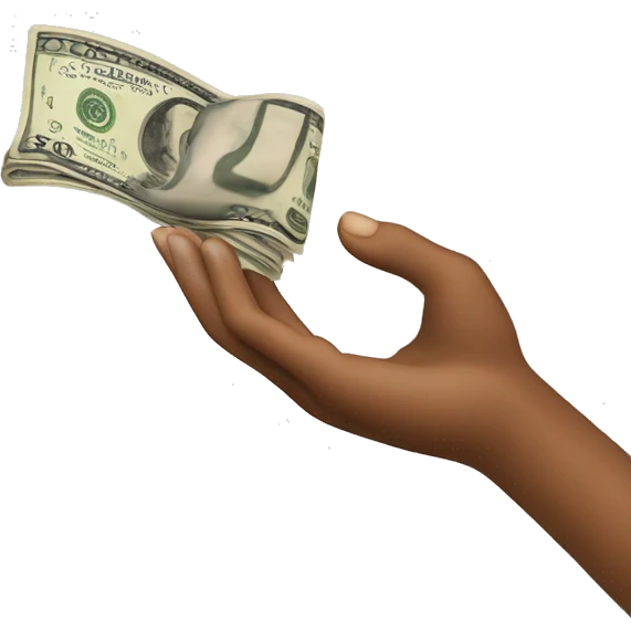 a hand giving money in the form of generosity emoji