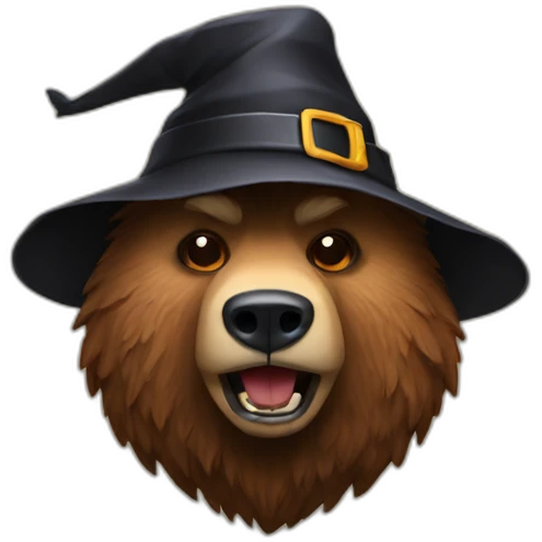 halloween with hat as a grizzly head emoji