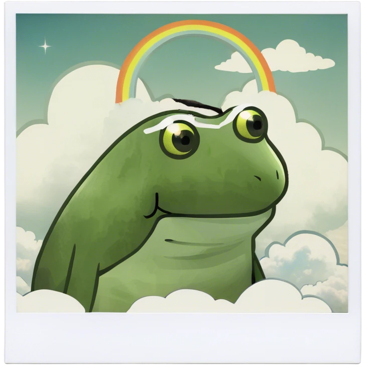 Polaroid of a halo in the clouds emoji