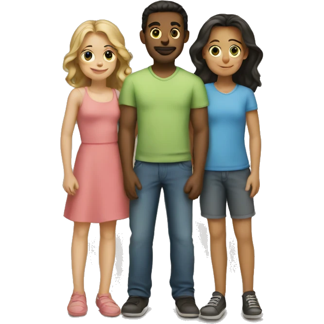 Three girls, two guys, one child. emoji