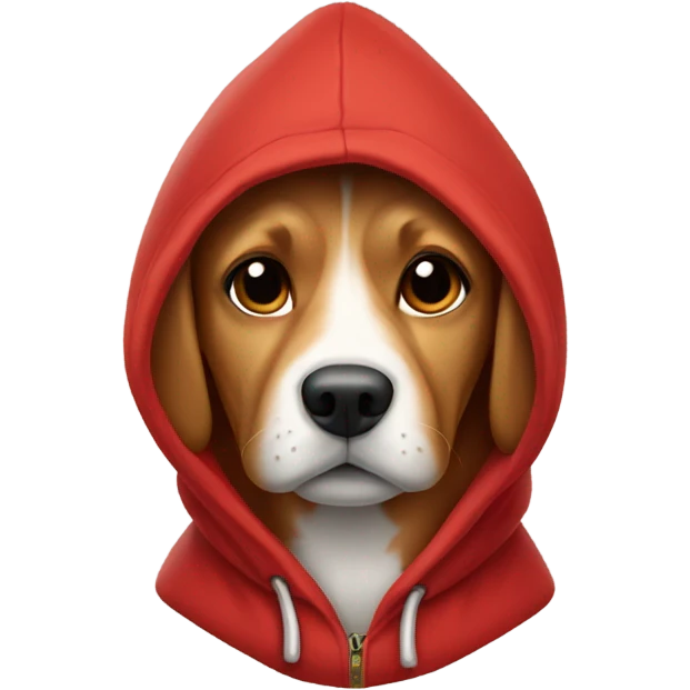 Dog wearing a red hoodie emoji