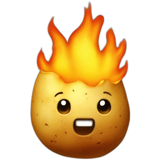 A potato on fire emoji