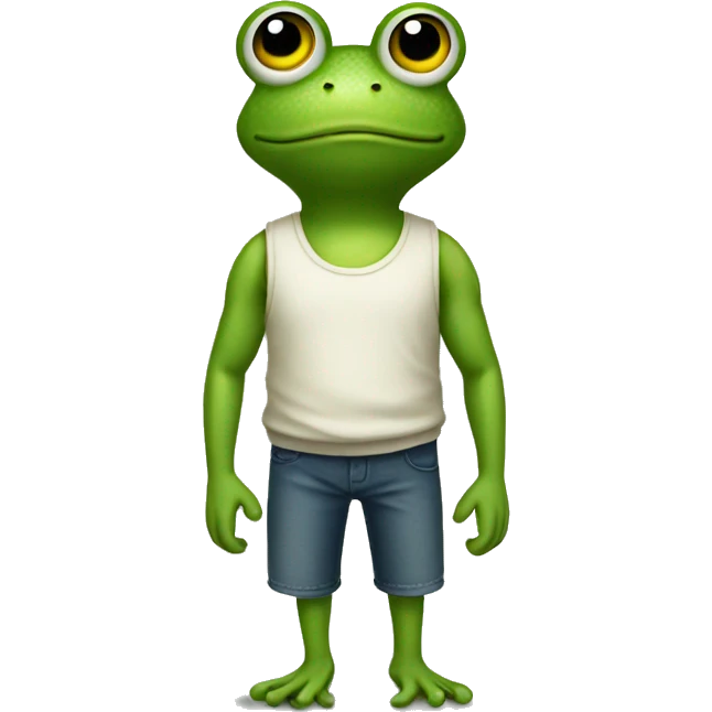 a frog-like figure in a sleeveless shirt emoji