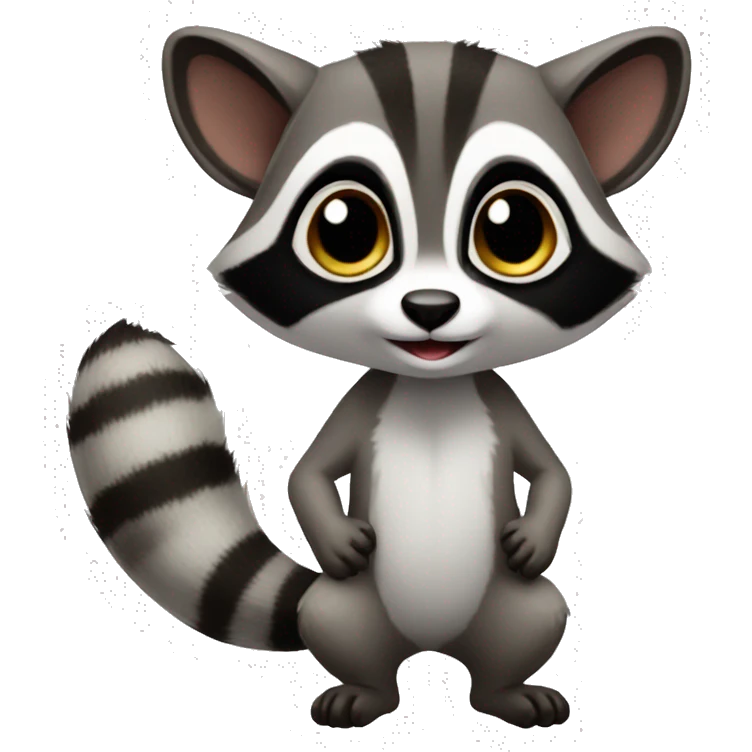 Cute raccoon-lemur-hybrid full body emoji