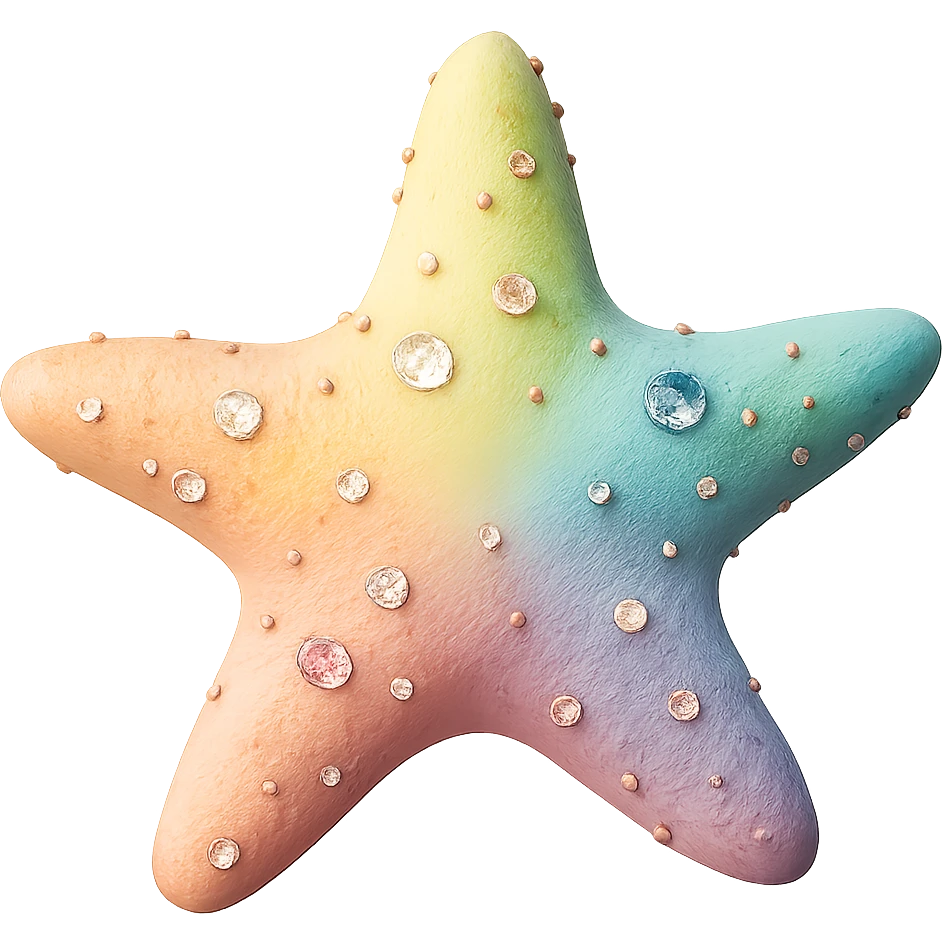 Remove the background, keep only the realistic rainbow pastel bedazzled sea star, photorealistic, preserve all details, transparent background. emoji